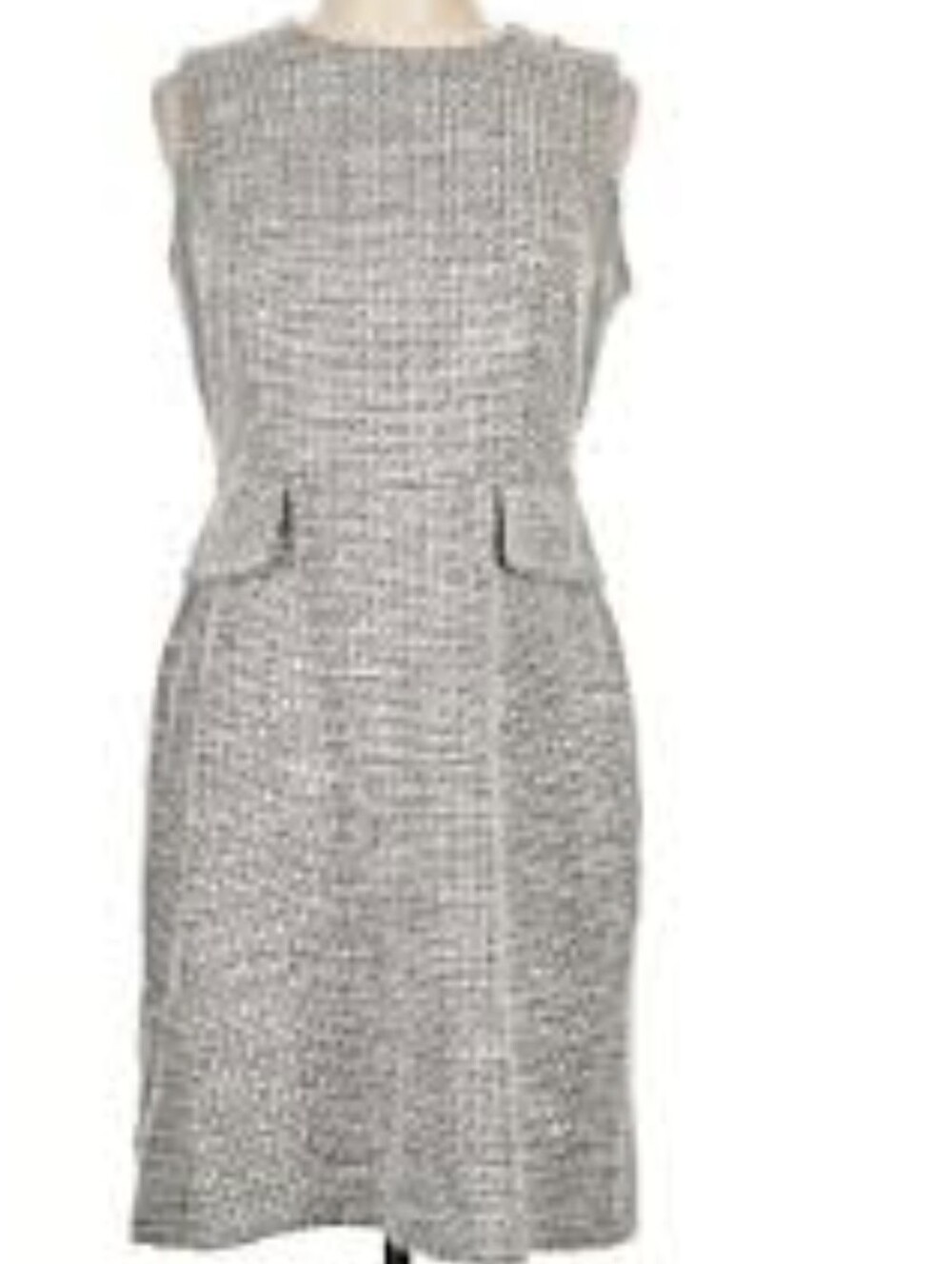 Classic Sleeveless Tweed Shift Dress in Light Gray Sz 12 NWT